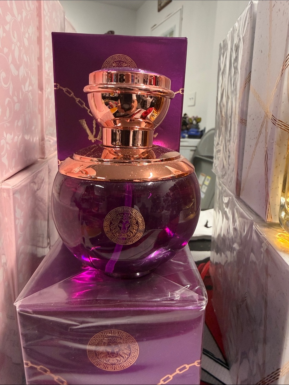 Luxurious Purple & Rose Gold Fragrance Bottle - Women Bath & Body